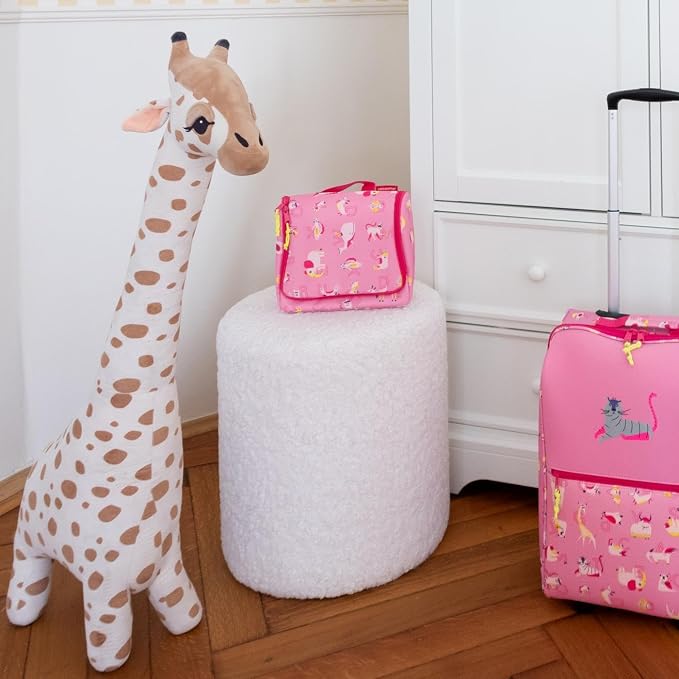 reisenthel Toiletbag S Kids, Small Hanging Travel Toiletry Organizer, ABC Friends Pink - Image 6