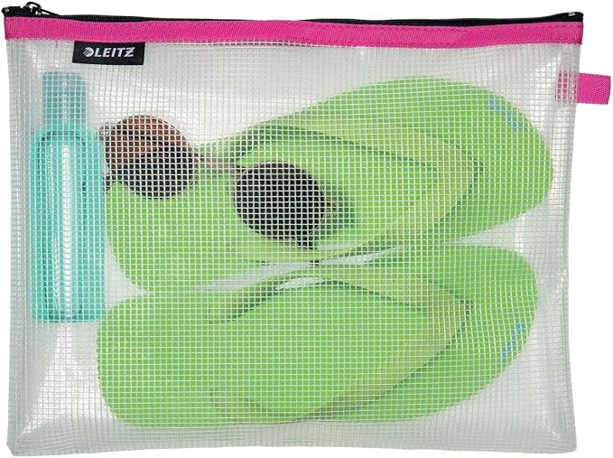 Leitz Wow Travel Pouch, Water Resistant, Translucent, Ideal for Visible Storage and Organisation, Large (A4) - Pink - Image 3