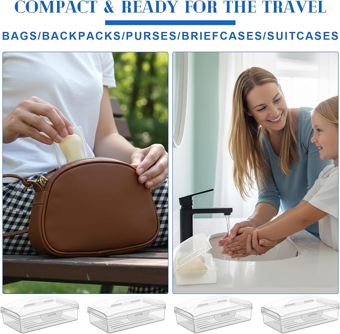 Reallnaive 48 Pcs Travel Soap Container Portable Plastic Soap Boxes Bulk with Lid Homeless Donations Bulk Gym Shower Tour Groups Hotel Outdoor Camping (Clear) - Image 7