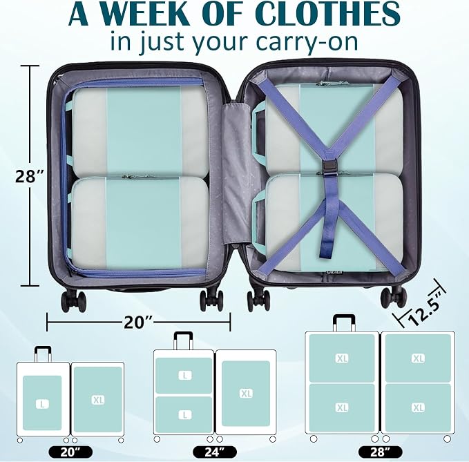 Extra Large Compression Packing Cubes, 2 Set Compression bags for Travel Packing Organizer, Expandable Compression Cubes for Travel, Blue Mesh - Image 5