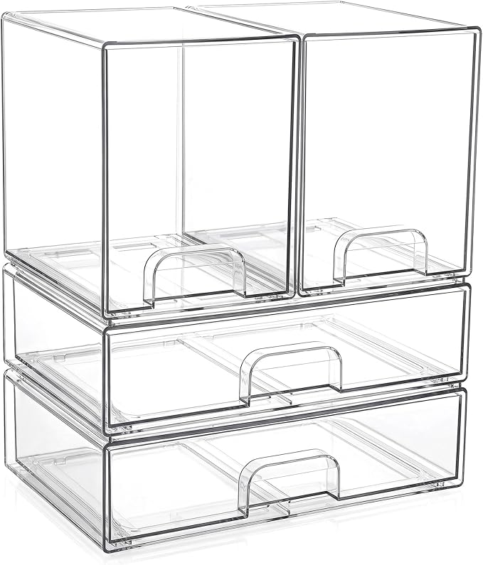 Clear Stackable Storage Drawers: Baby Bottle Storage Organizer, Acrylic Bottles Station Organizer Container for Countertop, Vanity, Bathroom, Cabinet Organization - 4 Pack - Image 9