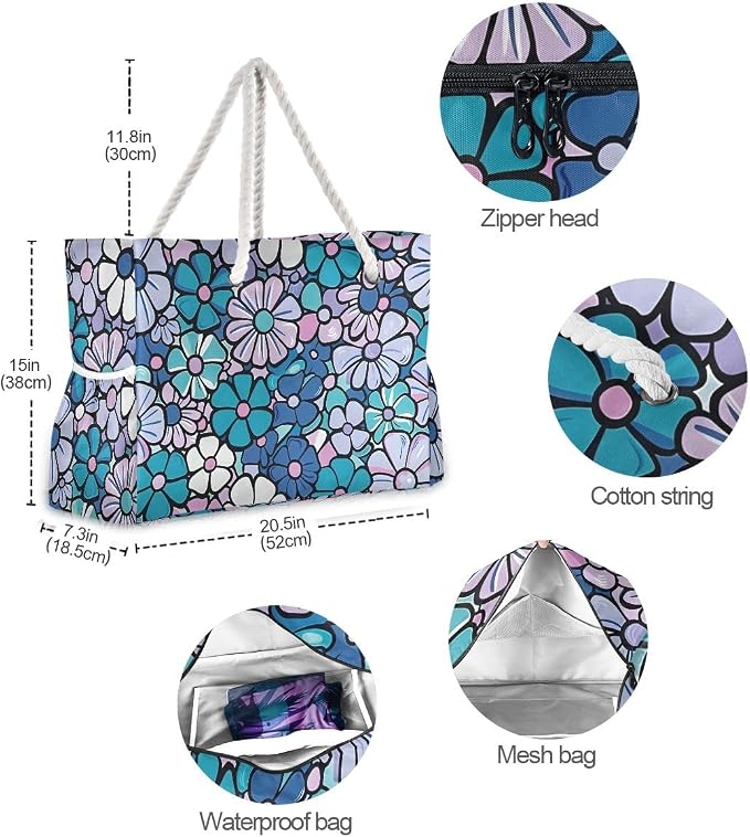 senya Large Beach Bags Totes Swim Canvas Tote Shoulder Bag Water Resistant Bags for Gym Travel Daily - Image 6