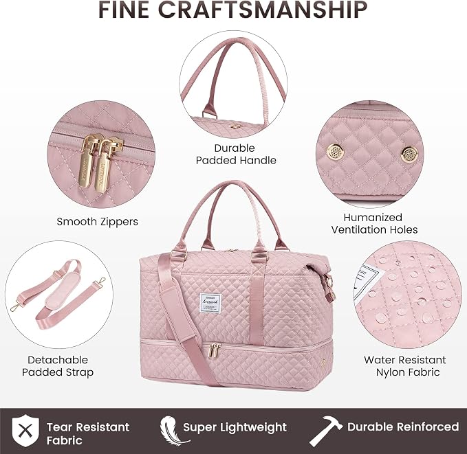 LOVEVOOK Travel Duffle Bag,Weekender Bags for Women with Shoe Compartment,Carry on Overnight Bag with Toiletry Bag,Gym Duffel Bag with Wet Pocket, Hospital Bags for Labor and Delivery - Image 7