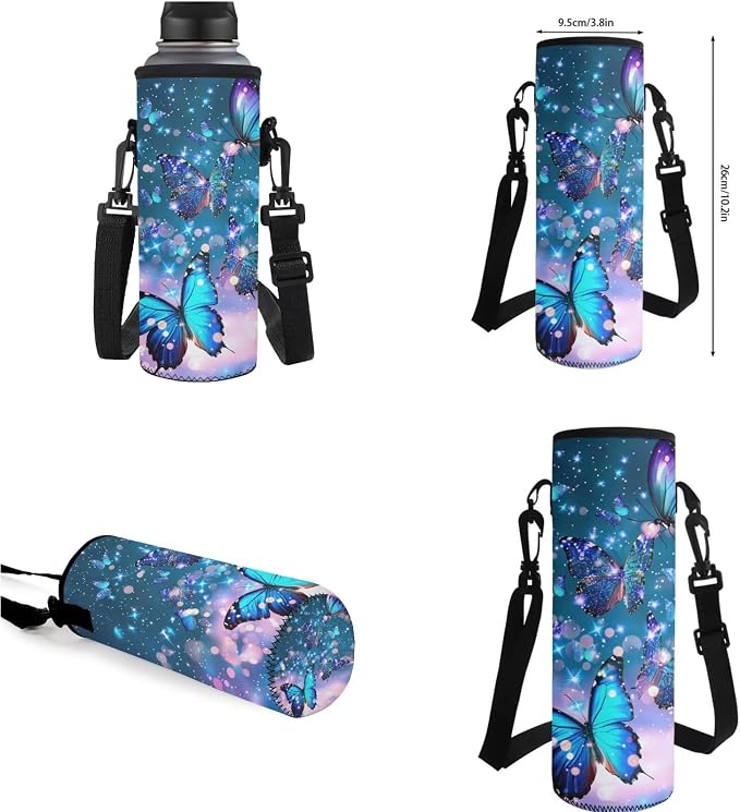 Butterfly Backpack for Girls Kids Backpack with Lunch Box Water Bottle Carrier with Strap and Aesthetic Pencil Case 4PCS Set Bookbag with Compartments for School Teens 17 inch Large School Bag - Image 7