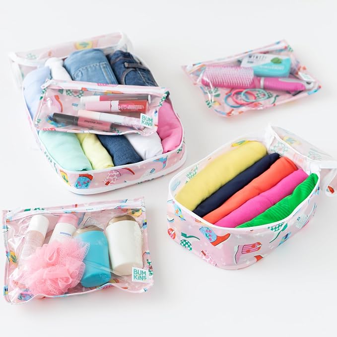Bumkins Packing Cubes and TSA Approved Pouches for Travel Bag, Organize Luggage with Compression Bags, Essential Traveling Accessories to Pack Clothes, Toiletries Carry On Suitcase, 5-pc Cowgirl Boots - Image 8