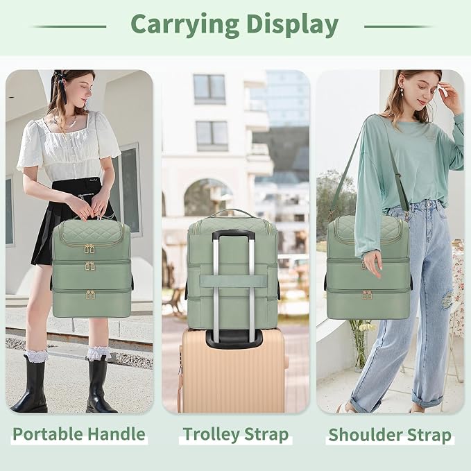 Extra Large Nail Polish Organizer - Three Layer Nail Organizers And Storage Bag, Portable Nail Supplies Organizer Case, Nail Tech Kit Travel Carrying Box with Shoulder Strap (Green, 86 Slots) - Image 9