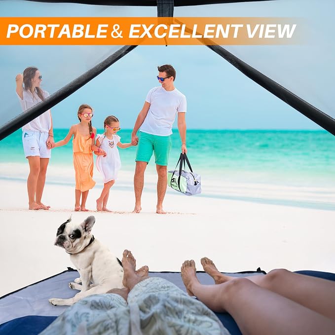 Happy Travel Beach Tent, UPF 50+ UV Protection Sun Shade Shelter for 3/4/5/6/7/8 Person, Portable Beach Canopy for Family & Baby, Lightweight & Easy Setup Beach Cabana with 3 Ventilation Mesh Windows - Image 7