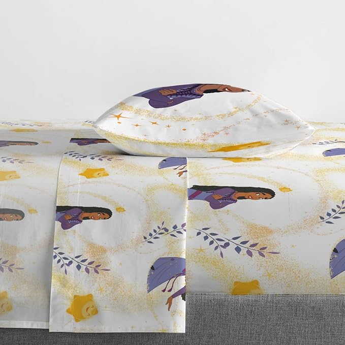 Jay Franco Kids Sheet Set with Fitted, Flat Sheets & Pillow Cover - Ultra-Soft Bedding with Pillowcase for Room Decor, White - Wish, 3 Piece Twin - Image 6