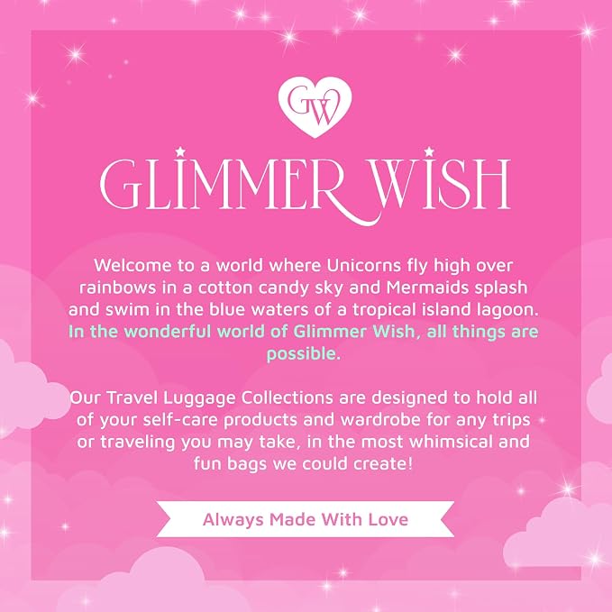 Glimmer Wish Mermaid Travel Luggage Set - Overnight Bag, Shell Cosmetic Bag, Selfcare Keepall, and Purple Pearl Pouch, Set of 4 Travel Bags for Teens and Girls - Image 5