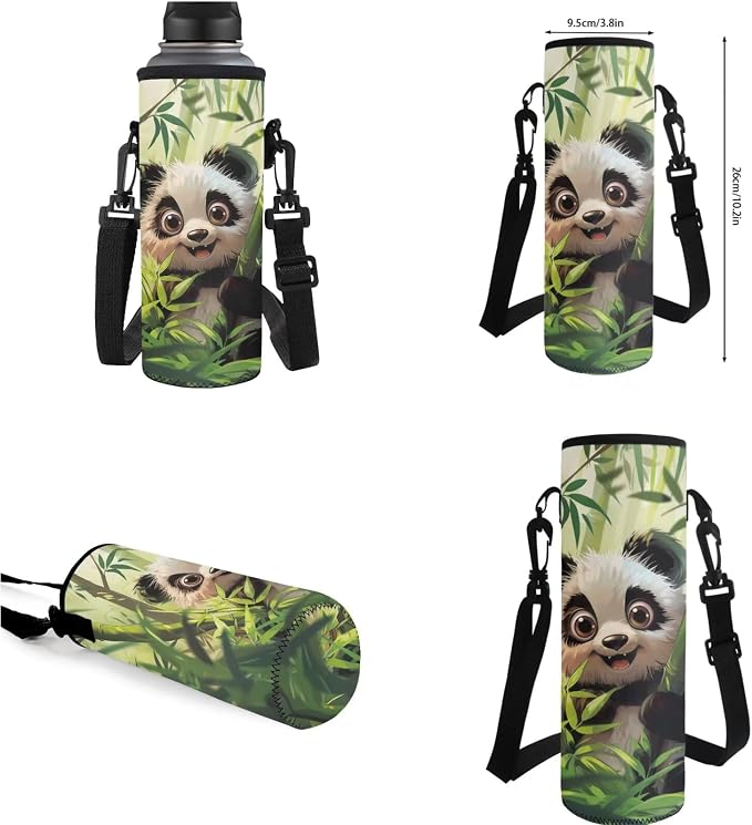 Panda Backpack for Girls Boys Backpack with Lunch Box Water Bottle Pouch and Kawaii Pencil Case 4PCS Set Cute Bookbag with Compartments for School 17 inch Large Sturdy School Bag for Kids - Image 7