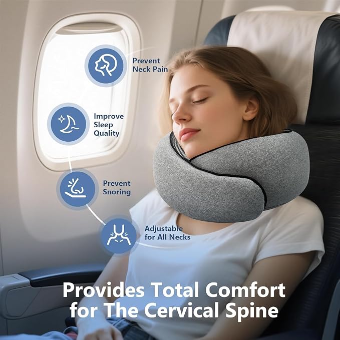 Medicane Travel Pillows for Airplanes,Neck Pillow Airplane Memory Foam Travel Pillow Neck Pillow for Traveling Suitable for Airplanes,Offices and Cars - Image 4