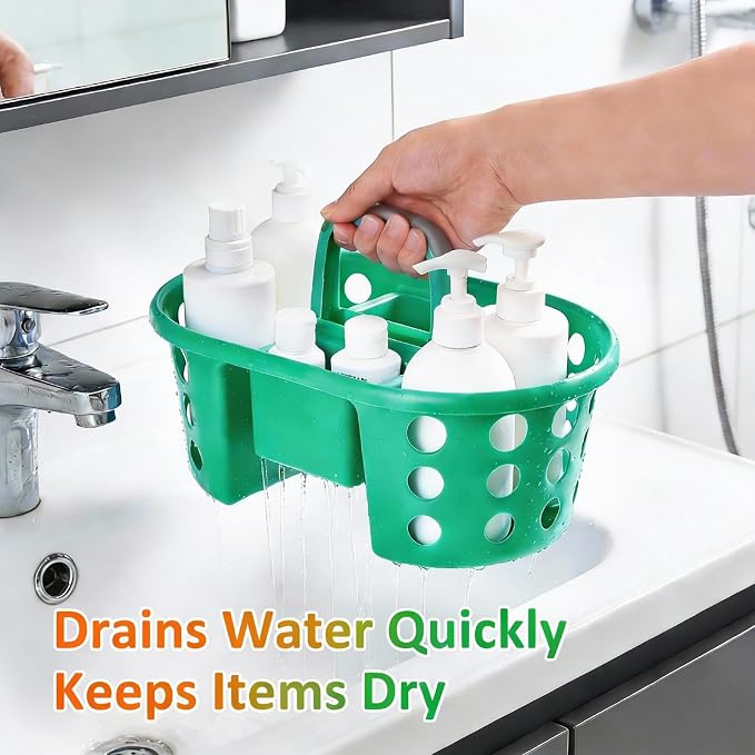 SIMPLYKLEEN Large Shower Caddy Portable 2PC - Made in USA Plastic Jumbo Size Dorm Storage Candy Tote with Handle Shower Organizer for Bathroom, Pantry, Kitchen, College Dorm, Green/Orange - Image 12