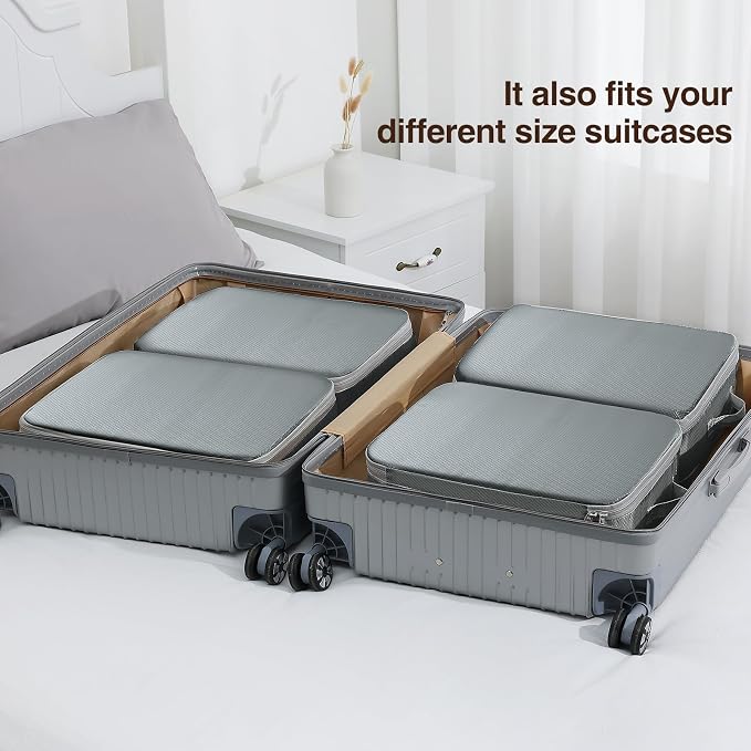 DIMJ Compression Storage Bags 8 Pack, 19L Clothes Storage Organizer for Blanket, Sweater, Closet, Sheet Storage Organizer Compression Packing Cubes for Sheet Bedding Toys Storage with Zipper(Gray) - Image 7