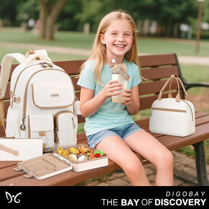 DIGOBAY Backpacks for Girls, 12PCS School Backpack with 43OZ Bento Box 14OZ Water Bottle Lunch Bag Pencil Pouch for Teen Girl Kids Elementary Primary Middle High College Travel School bag Bookbag Set - Image 9