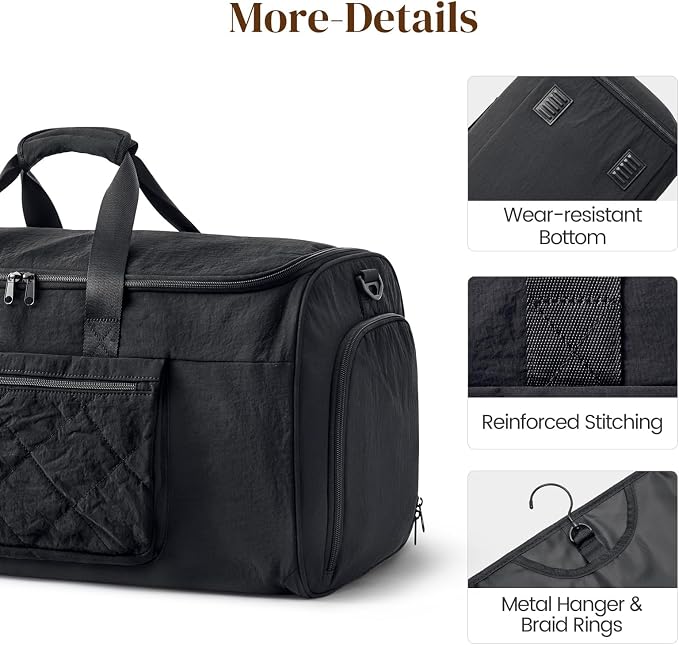 S-ZONE Garment Duffle Bags for Travel Carry on Convertible 2 in 1 Suit Bags Hanging Suitcase with Toiletry Bag 50L - Image 9