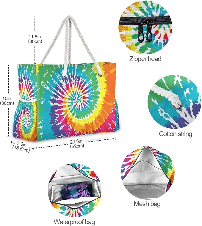 senya Large Beach Shoulder Bags Canvas Tote Water Resistant for Gym Travel Daily - Image 6