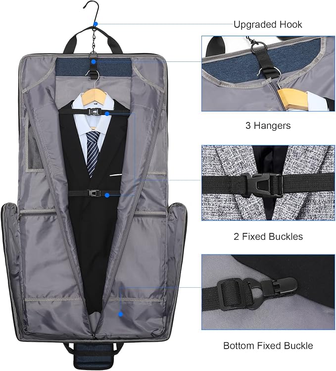 Modoker Carry On Garment Bags for Travel Hanging Clothes Suit Bag Luggage Organizer, Foldable Suit Carrier Gift for Men Women - Image 9