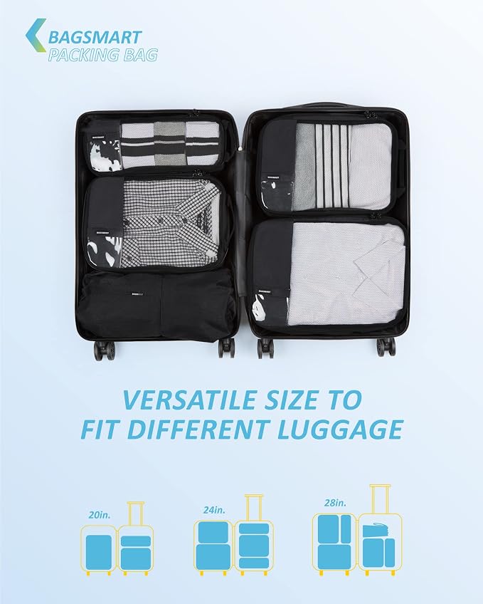 BAGSMART 6 Set /4 Set/2 Set Compression Packing Cubes for Travel, Lightweight Luggage Organizer Bags, Durable Space Saver Bags Travel Essentials - Image 6