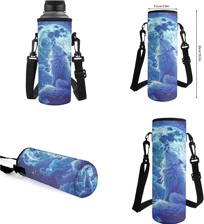 Wolf Backpack for Girls Boys Backpack with Lunch Box Water Bottle Bag and Big Pencil Case 4PCS Set Large Bookbag with Compartments for School 17 inch Lightweight Elementary School Bag for Kids - Image 7