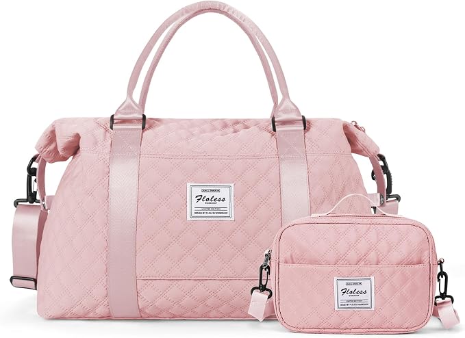 Weekender Bags for Women, Travel Duffel Overnight Carry on Bag with Toiletry Bag&Wet Pocket,Pink - Image 8