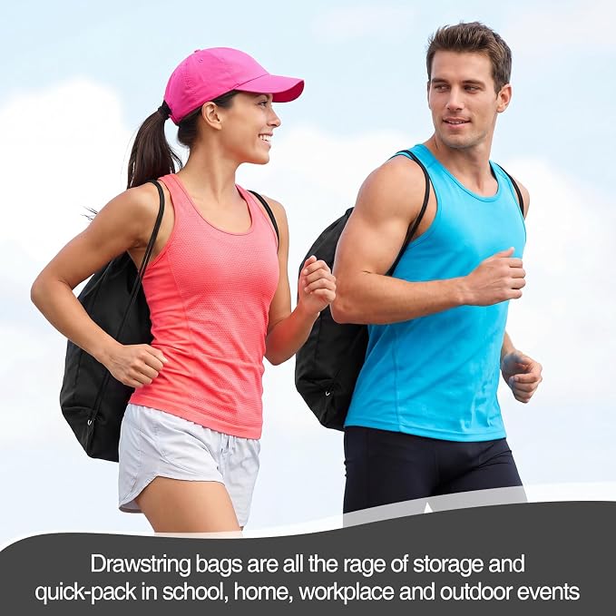 Shappy Drawstring Backpack Bulk Sports Gym Cinch Bag Polyester String Bag for Men Women(Black,50 Pcs) - Image 6