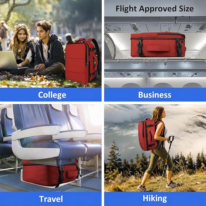 Taygeer 15.6 Inch Travel Backpack Carry On for Women Men, Personal Item Bag | Airline Approved Backpack with Water Bottle Pocket & Laptop Compartment, Bag for Weekender, Work, Hiking Essentials,Brick Red - Image 9