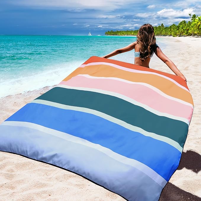 WIWIGO Beach Blanket Waterproof Sandproof Beach Mat 79" X 83"/10'x9'for 2-8 Adults Quick Drying Outdoor Picnic Mat Beach Accessories for Travel, Camping, Hiking - Image 6