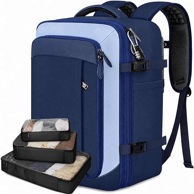 Vancropak 40L Carry on Backpack, Flight Approved Expandable Bag for Travel | Shoe Compartment, Fits 17" Laptop Bag, 3 Packing Cubes, 18x14x8 Inches Travel Backpack, Water Resistant, Anti Theft Suitcase - Image 9
