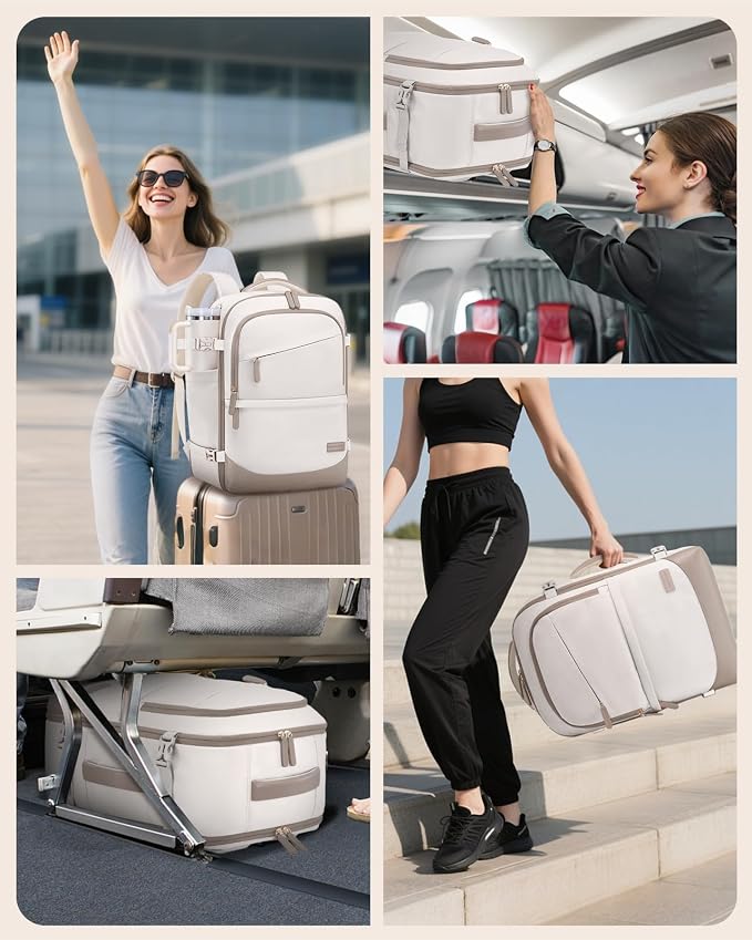 LOVEVOOK Travel Backpack for Women & Men, 50L Carry on Backpack Airline Approved, Large TSA Personal Item Travel Bag fits 17.3" Laptop, Business Weekender Bag for Essentials, 4Pcs - Image 9