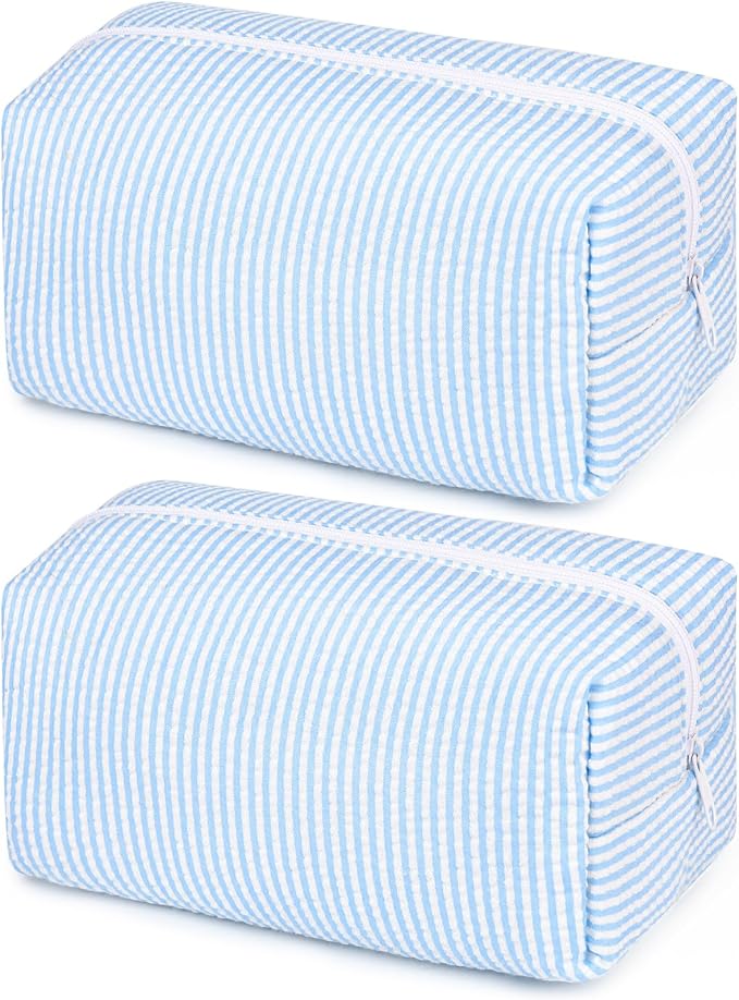 SOIDRAM 2 Pack Makeup Bag for Women, Blue Makeup Pouch Small Cosmetic Bag Travel Toiletry Organizer for Skincare, Brushes & Essentials - Image 7
