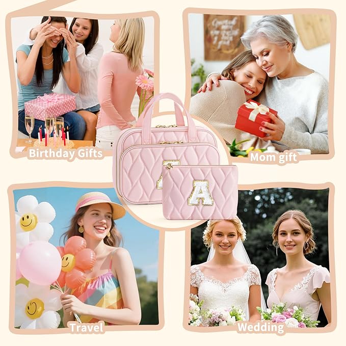 YOOLIFE Travel Toiletry Bag for Women - Hanging Toiletry Bag Makeup Bag, Portable Toiletries Cosmetic Bag, Airplane Travel Essentials Purple - S