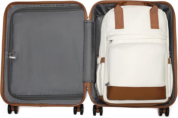 Kono Luggage Set 3 Piece Carry On Hardside Luggage with Spinner Wheels | Lightweight PC+ABS Carry On Suitcase with TSA Lock Cream White - Image 8