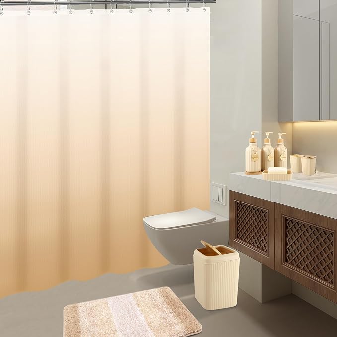 32PCS Bathroom Sets with Shower Curtain and Rugs Beige Bathroom Accessories Set Shower Curtain Set 3PCS Lotion Soap Dispenser Bathroom Accessories with Black Bathroom Decor - Image 8