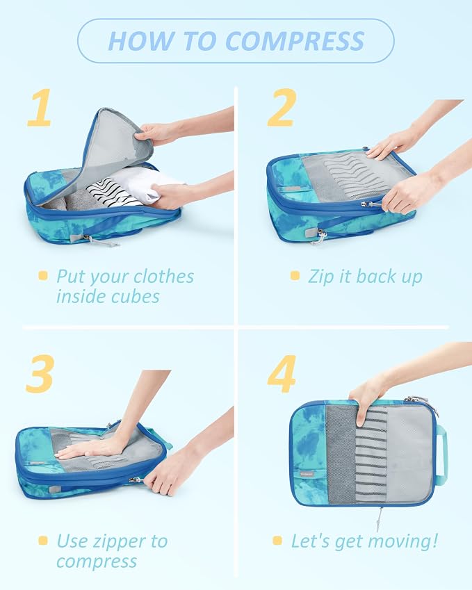 BAGSMART 6 Set /4 Set/2 Set Compression Packing Cubes for Travel, Lightweight Luggage Organizer Bags, Durable Space Saver Bags Travel Essentials - Image 7
