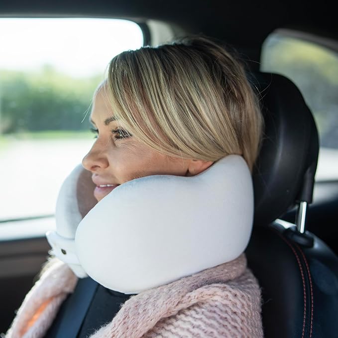 Women's Small Fitted Neck Pillow for Traveling, Memory Foam Travel Pillow, Travel Neck Pillows for Airplanes, Travel Essentials for Flying, Car Essentials for Women, Plane Pillow in Ash - Image 8