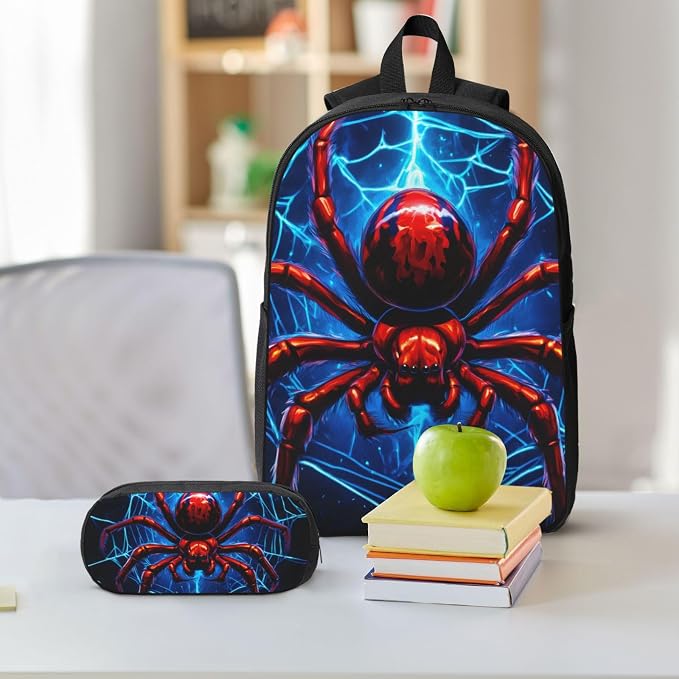 Halloween Kids School Backpack Set with Lunch Bag & Pencil Case 17 Inch Large Capacity School Bag Bookbag for Boys Girls - Image 9