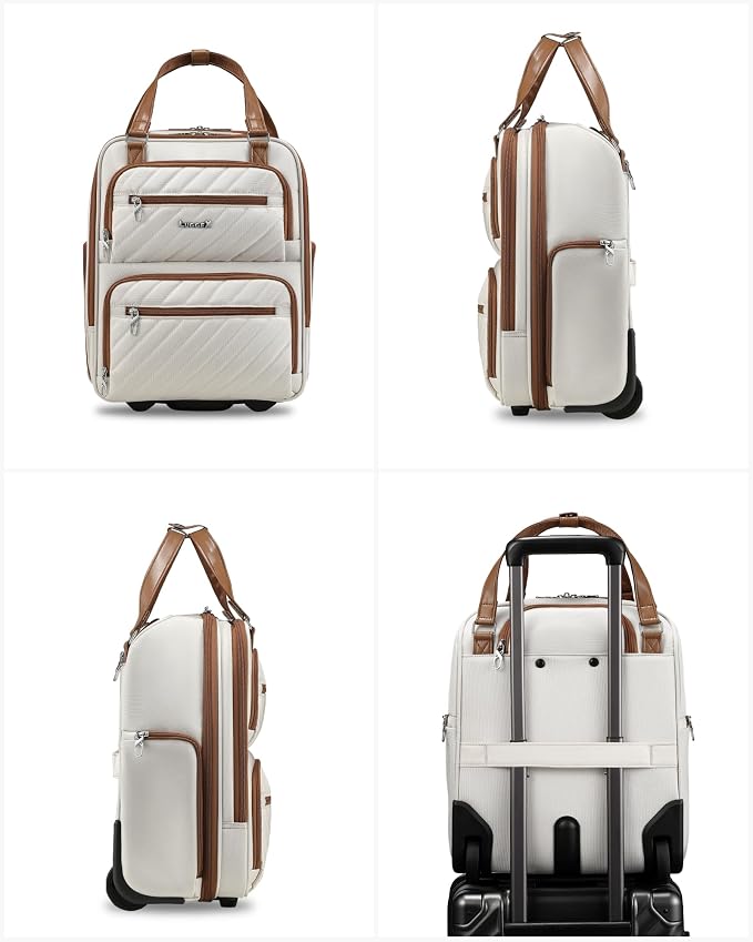 LUGGEX Underseat Carry On Luggage with Wheels, UDK Stylish Lightweight Under Seat Luggage, Soft Sided Personal Item Suitcase for Short Trip (UX-Core, Cream White, 16 Inch) - Image 8