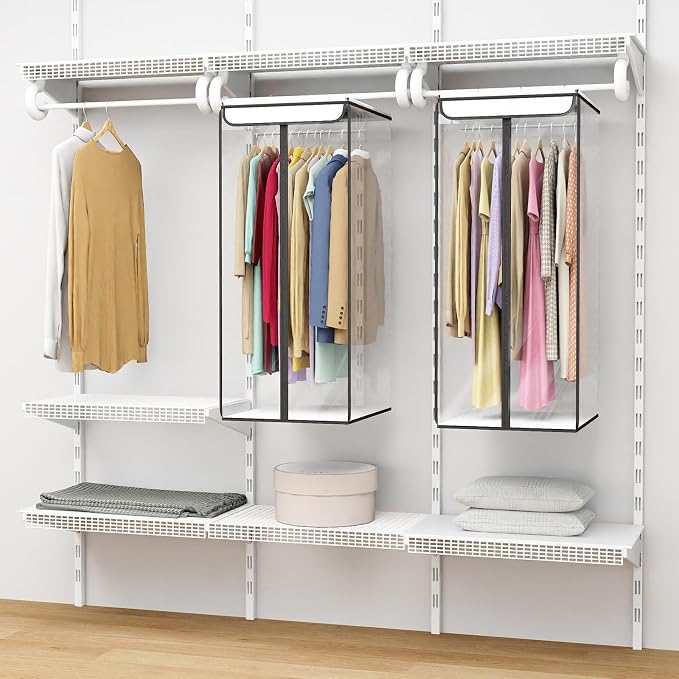 Univivi Clear Garment Bags for Hanging Clothes, 2 Pack Large Clothes Bags for Closet Storage, Premium Hanging Garment Storage Bag for Suits, Coats, Dresses, 40" (Clear) - Image 7
