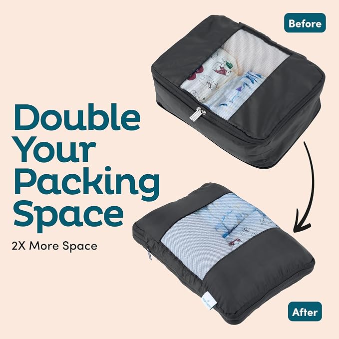 10-Pack Large Compression Packing Cubes for Travel - Lightweight Compression Packing Cube Set, Water-Resistant Luggage Organizer Bags & Suitcase Organizers, Travel Cubes for Carry-On, Checked Luggage - Image 9