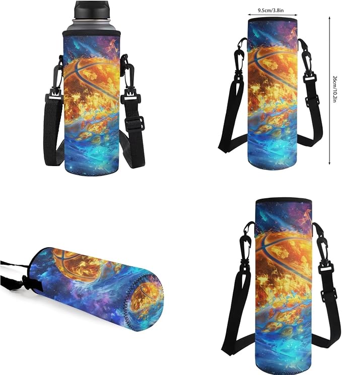 Galaxy Basketball Backpack for Boys Kids Backpack with Lunch Box Water Bottle Carrier with Strap and Pencil Case 4PCS Set Bookbag with Compartments for School Teens Sturdy School Bag for Girls - Image 7