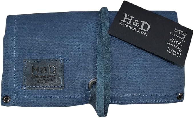 Hide & Drink, Waterproof Waxed Canvas Travel Watch Roll Organizer with 4 Slots, Easy Carry On Watchlover Storage, Handmade Travel Case, Blue Mar - Image 5
