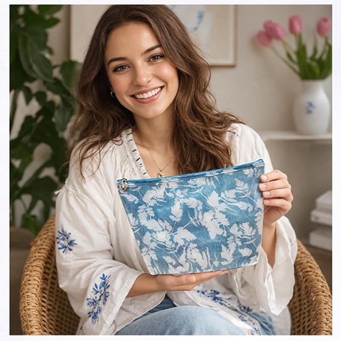 Jacaranda Living Medium Cosmetic Bag – Waterproof PVC-Lined Cosmetic & Toiletry Organizer, Zipper Pouch for Skincare, Makeup & Accessories, Leaf Dance - Image 10