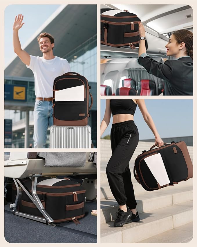 LOVEVOOK Travel Backpack for Women & Men, 40L Carry on Backpack Airline Approved, Large TSA Personal Item Travel Bag fits 17.3" Laptop, Business Weekender Bag for Essentials, 4Pcs - Image 9