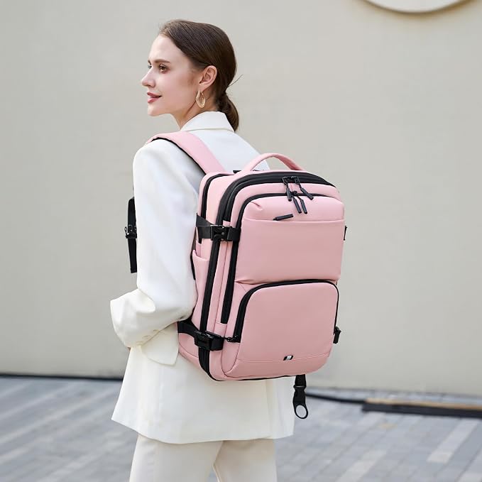 BAGOK Carry On Travel Backpack, Expandable Extra Large Airline Approved,Lightweight Daypack for Men and Women(Pink) - Image 9