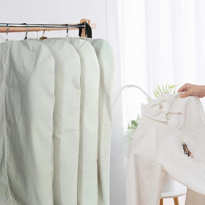 Premium 100% Cotton Garment Bags – 40" Off-White Canvas Suit Cover with YKK Zipper – Moth Protector, Breathable, Machine Washable, Cover for Coats, Dresses, Jackets & Travel - Image 10
