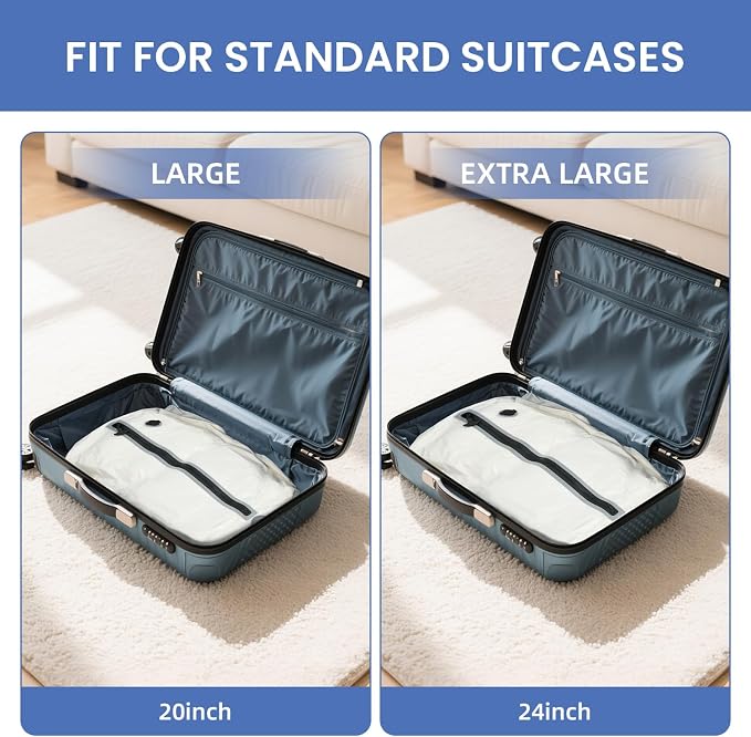BAGAIL TPU Vacuum Bag for Travel, Reusable Compression Bag with IPX8 Waterproof Zipper, Save Space for Suitcase, Backpack and Carry on (Cream, ExtraLarge, With Pump) - Image 9