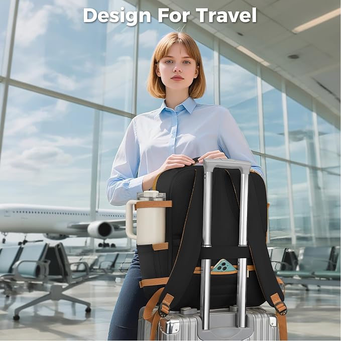Taygeer Frontier Airlines Personal Item Bag 18x14x8, Carry on Backpack 40L | Underseat Travel Backpack for Women & Men with Makeup Compartment & Wet Bag, Fits Spirit Frontier Allegiant, Black Brown - Image 9