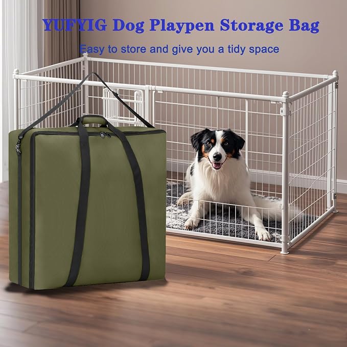 24" Dog Playpen Storage Bag, Suitable for Foldable Exercise Pet Playpens, Dog Fence Travel Bag with Handles for Camping and RV Trip, Waterproof Oxford Fabric Green - Image 5