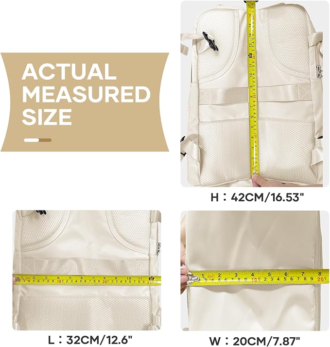 coowoz Travel Backpack For Women Men,Carry On Backpack,Hiking Backpacks Waterproof Outdoor Sports Rucksack Casual Daypack travel essentials(Off White) - Image 9