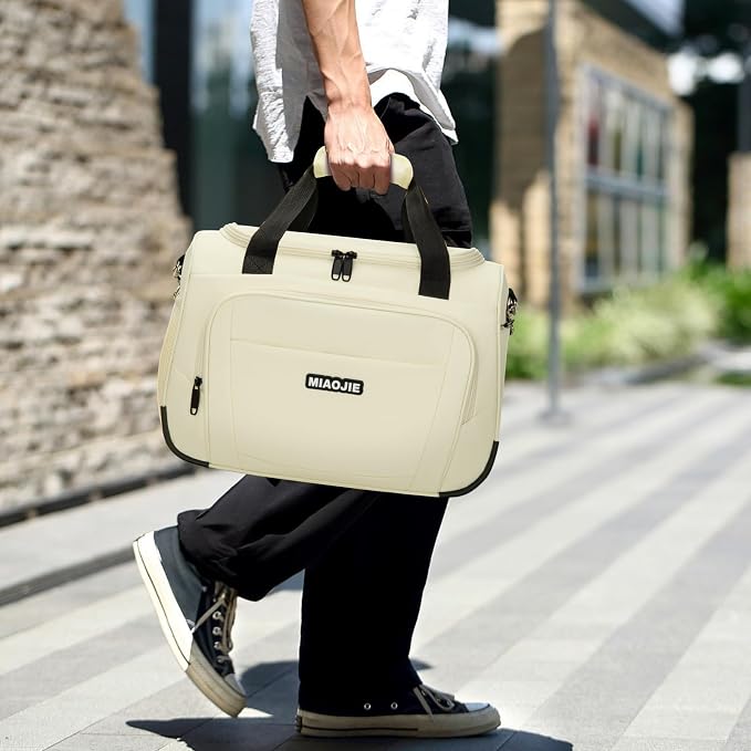 Underseat Carry On Luggage Lightweight Travel Tote Weekender Bag Overnight Duffle Bag for Travel, Travel Essentials Personal Item Travel Bag for Women and Men, Beige-16Inch - Image 7